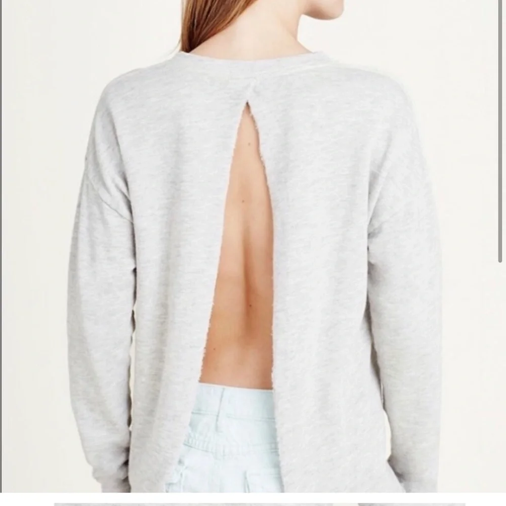 True Religion Open Back Gray Long Sleeve Top - Picture 2 of 11